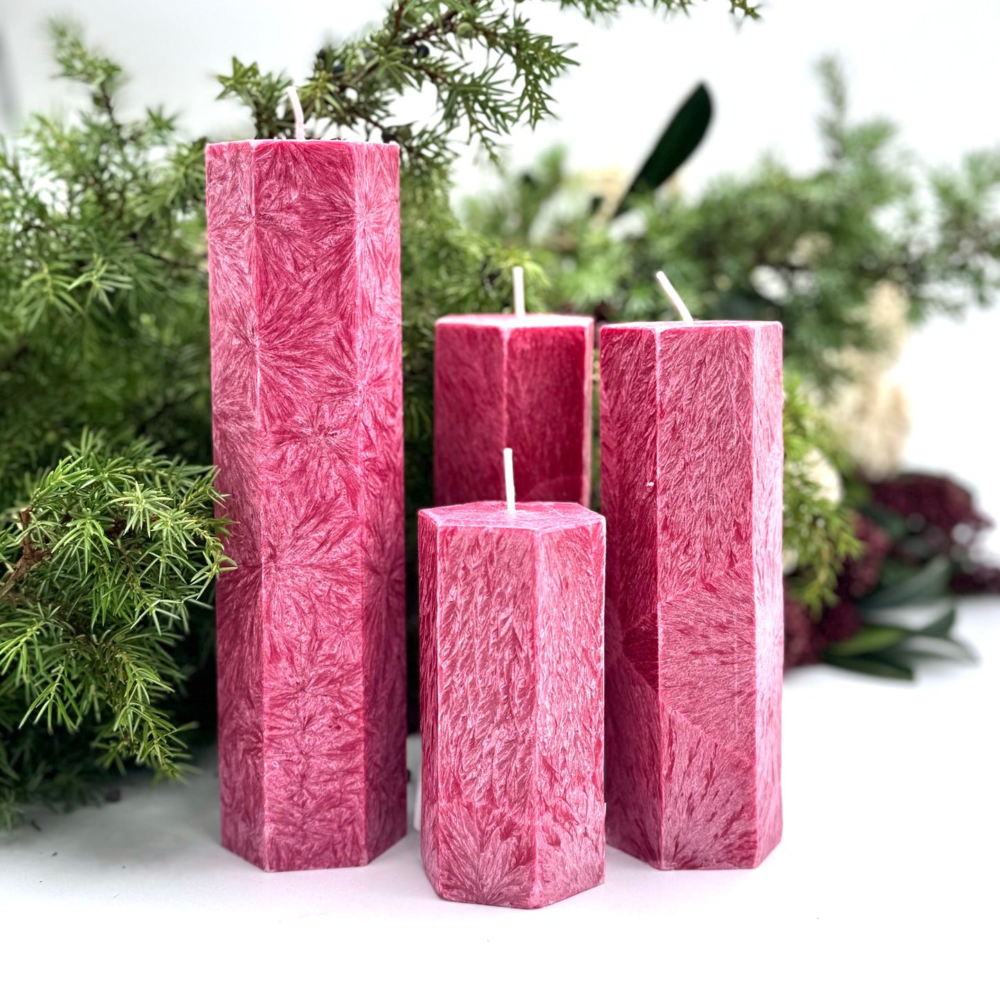 Набор для рождественского праздника «Кружевная свеча», цвет «Холодный розовый»