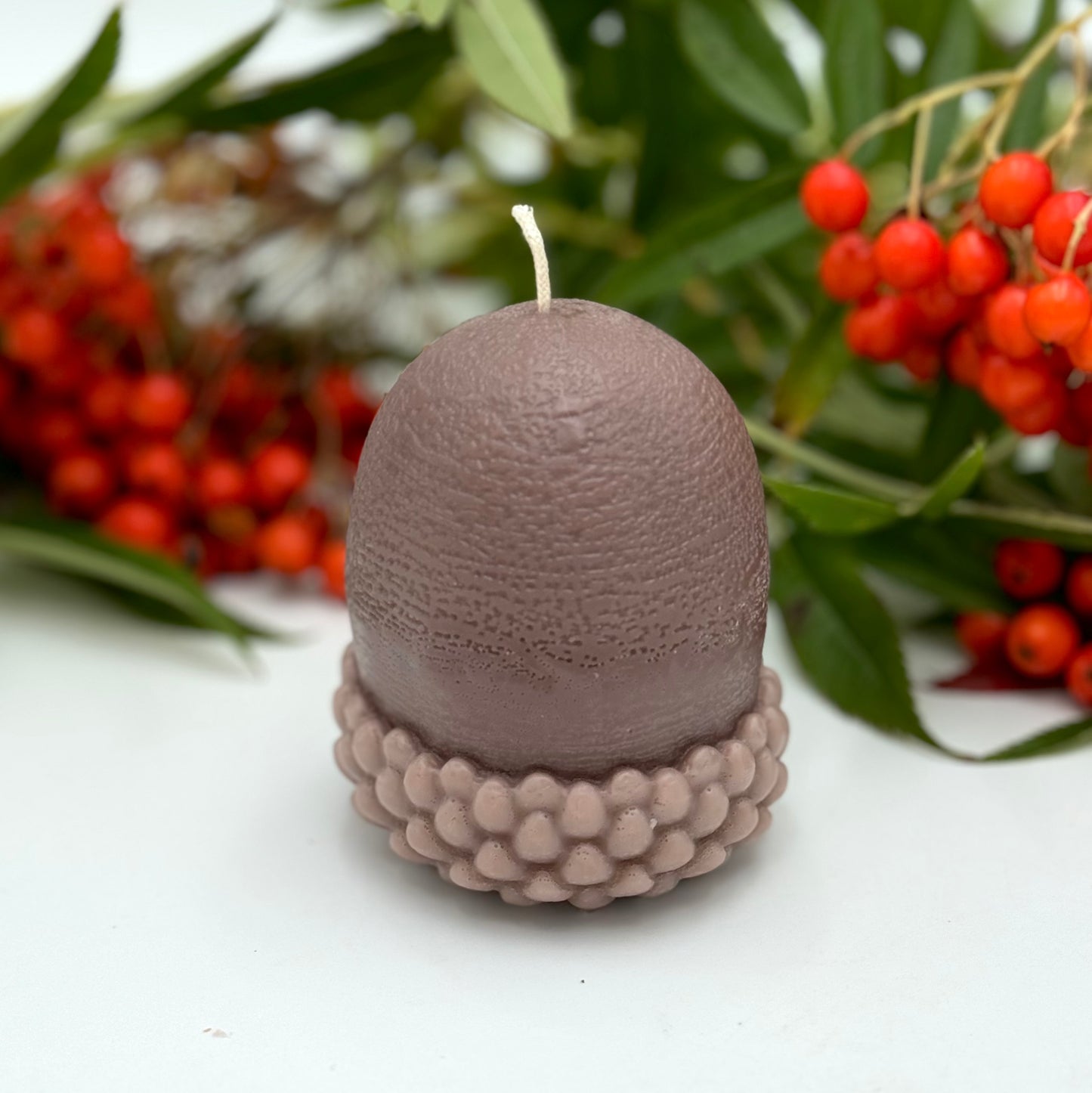 Candle "Acorn", 8.2x9 cm, brown