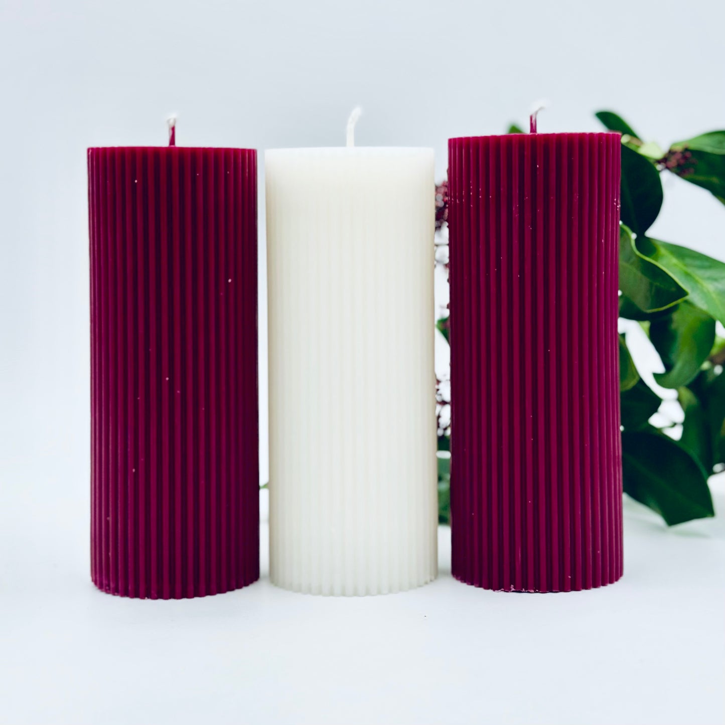 Set of fluted candles “Latvia”, 5x15 cm