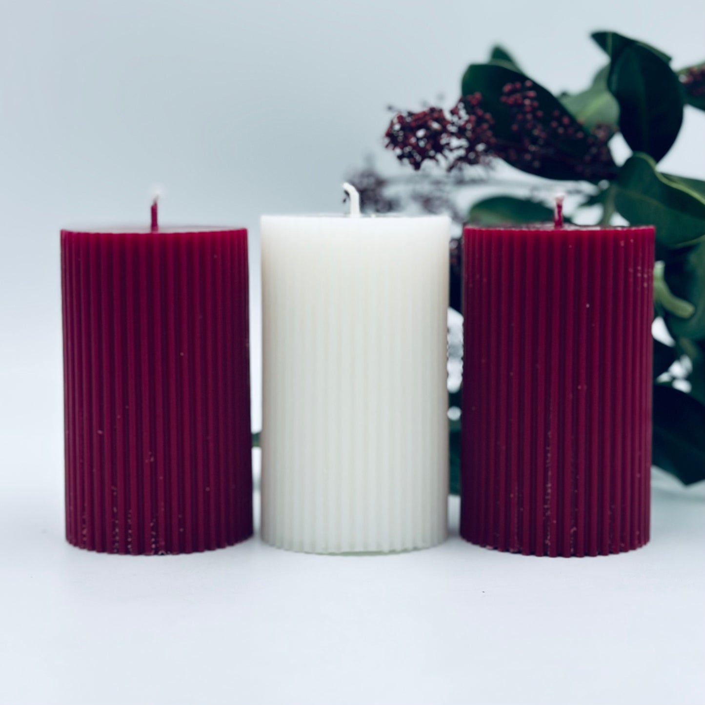 Set of fluted candles “Latvia”, 6x10 cm