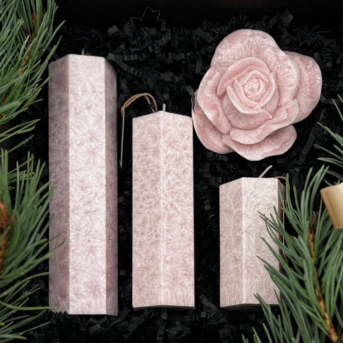 Набор натуральных свечей «Розовое кружево»