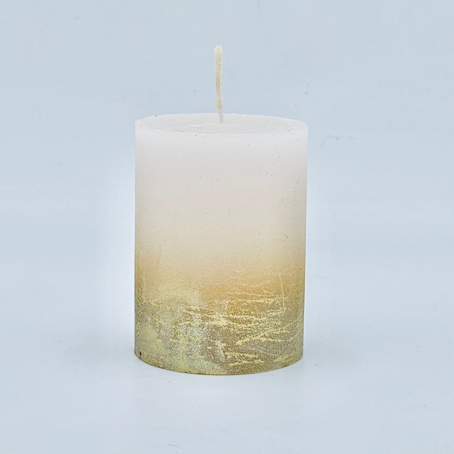Candle cylinder ⌀ 6x8 cm, beige with gold