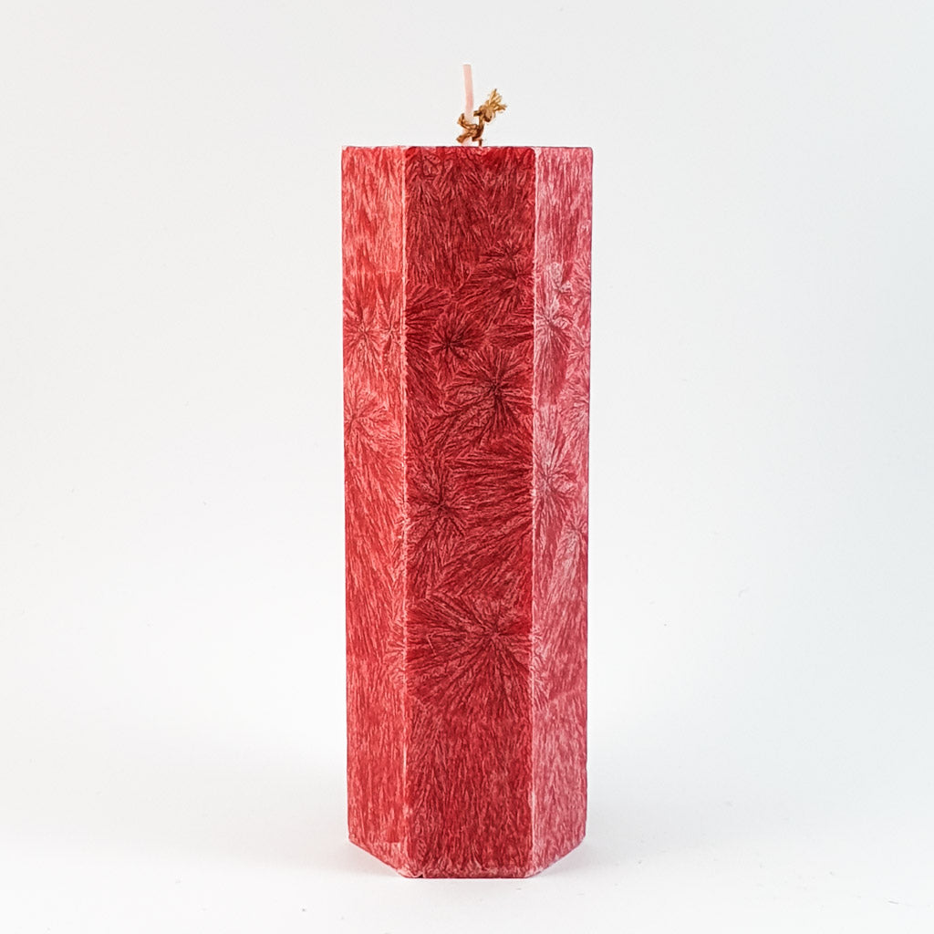Stearin lace candle ⌀ 5x15 cm, red