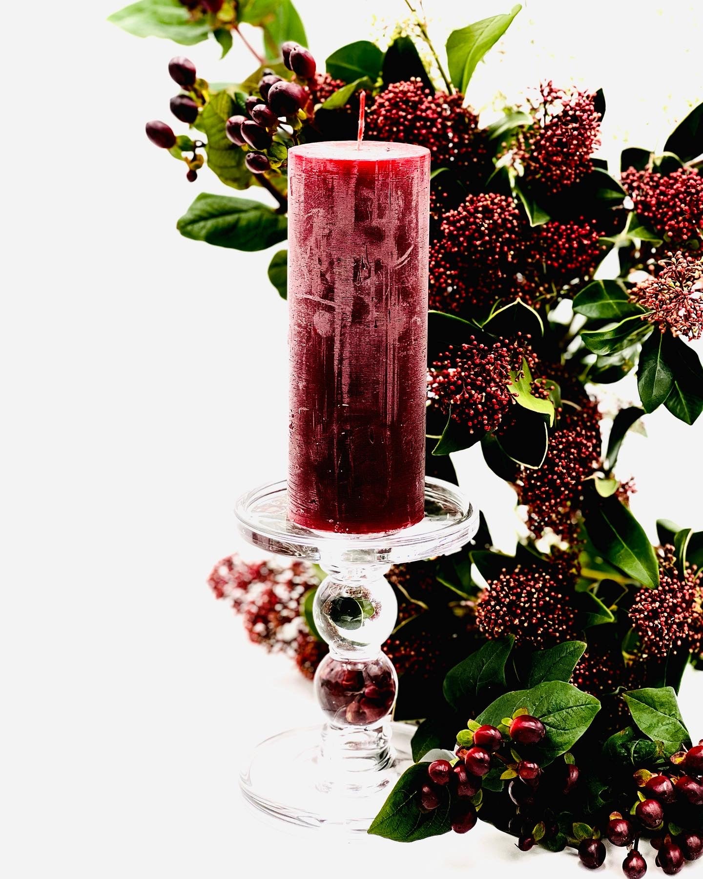 Candle cylinder ⌀ 6x15.5 cm, burgundy