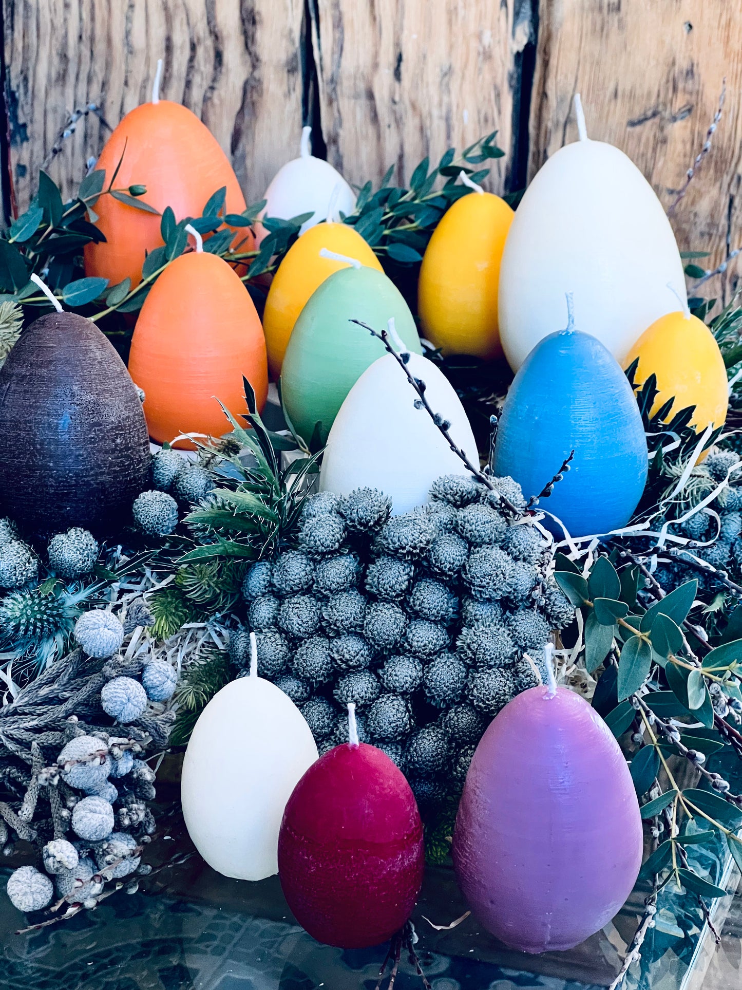 Dizaina svece Lieldienu ola, no sojas vaska, oranža