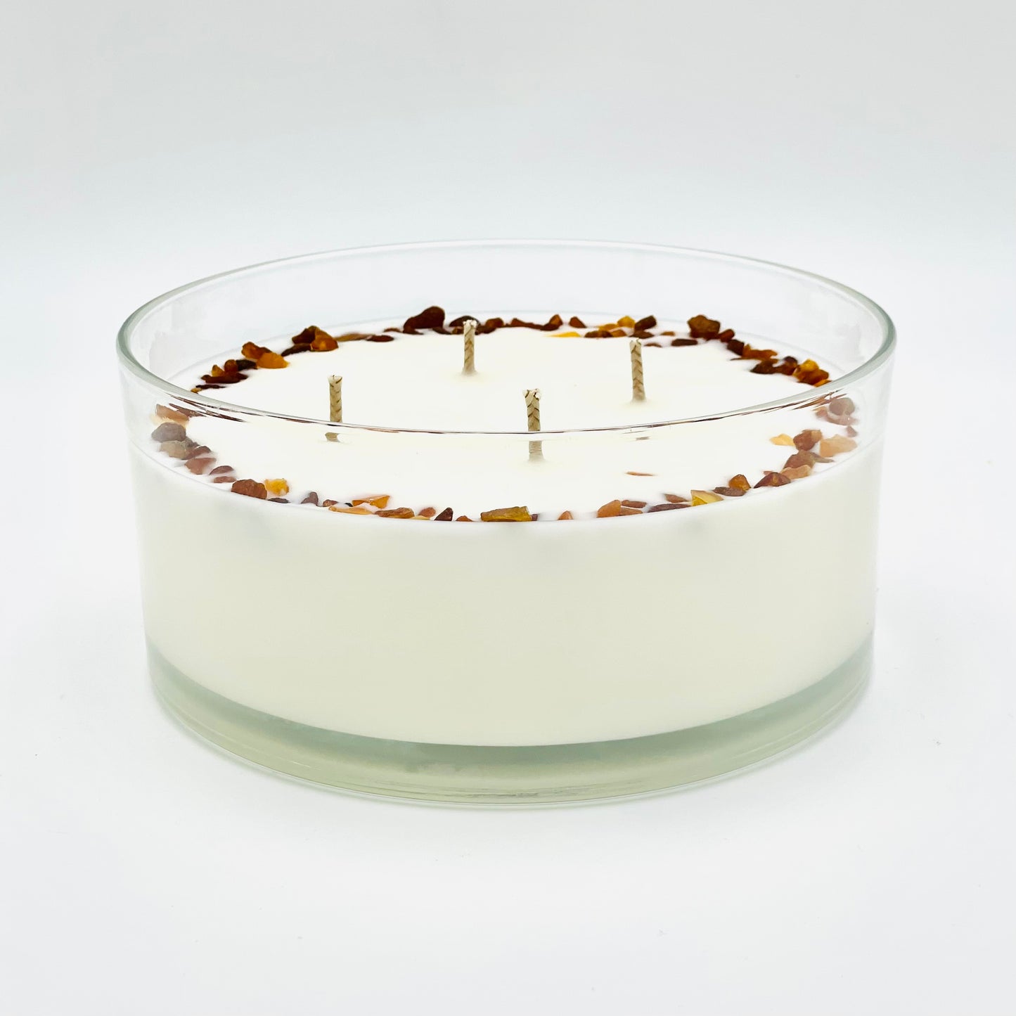 Свеча из натурального соевого воска "Янтарь и Цветы липы" с 4 конфорками, ⌀ 17x8 см