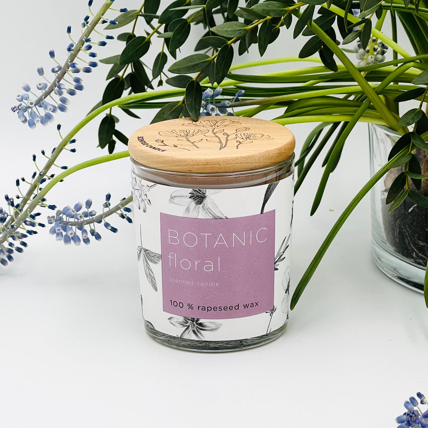 Серия "БОТАНИК" Свеча из 100% рапсового воска "ЦВЕТОК" с ароматом цветов жасмина