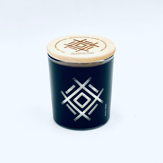 Candle in a glass with Latvian rune "Well", scent "Vetiver"