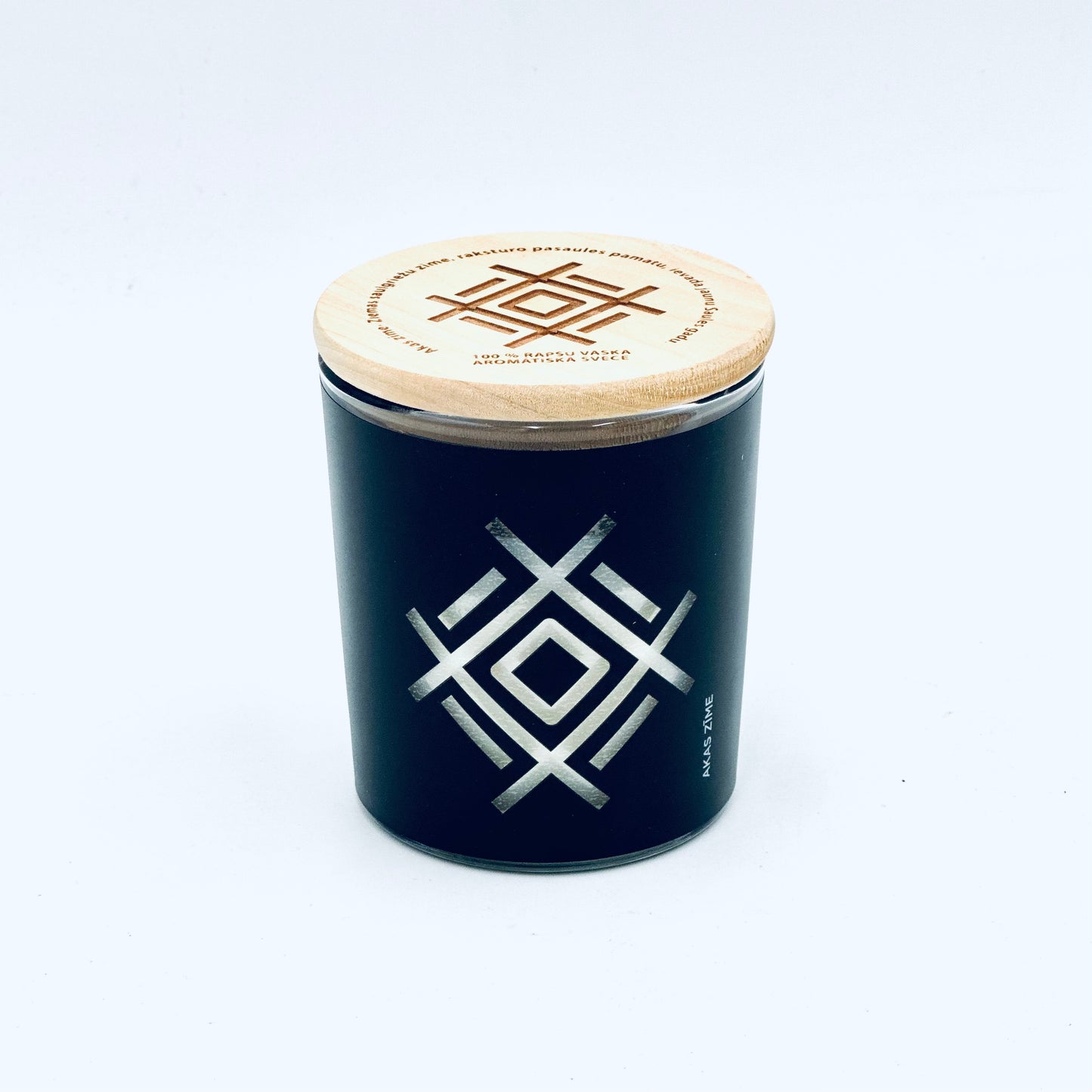 Candle in a glass with Latvian rune "Well", scent "Vetiver"