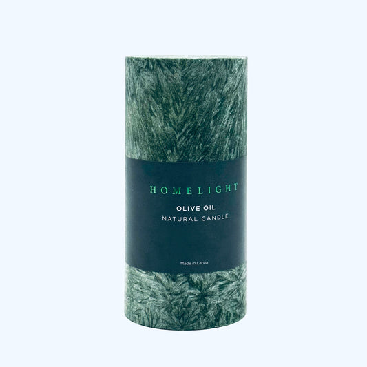 "Homelight" olīveļļas kristālstearīna svece ⌀ 7 x 15cm, smaragdzaļa