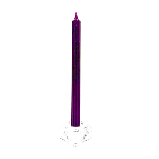 Galda svece, ⌀ 2x28cm, tumši violeta, rievota