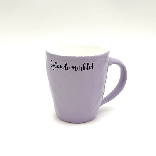 Keramikas krūze 350ml, lavandas tonis, “Izbaudi mirkli!”