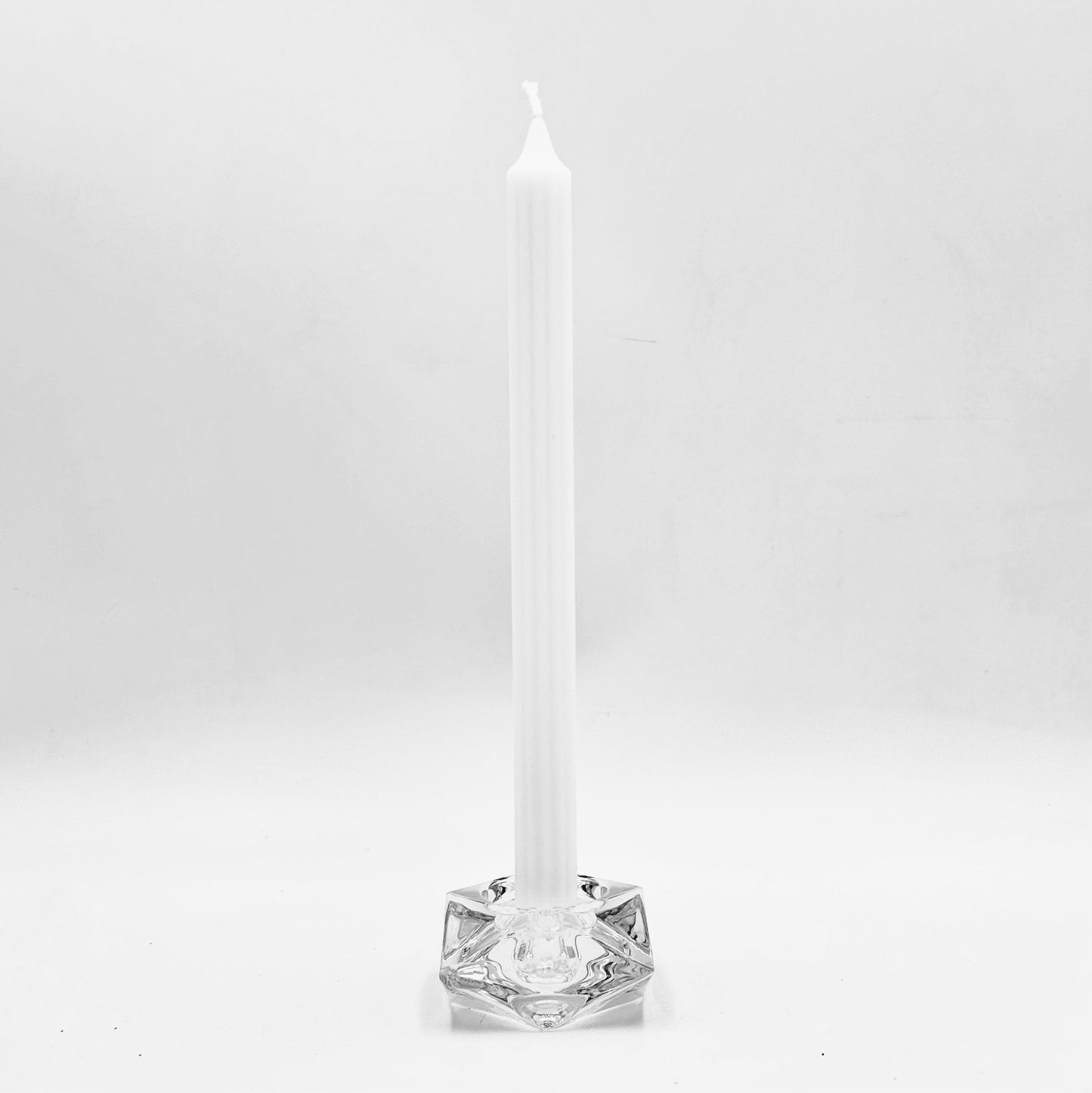 Galda svece ⌀ 2x28 cm, balta, rievota