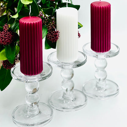 Candle set in colors of Latvian flag, 3 cylinders, 6x15 cm.