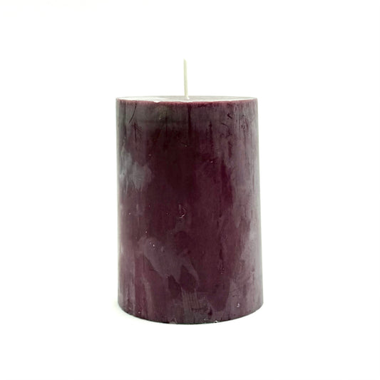 Stearin lace candle, ⌀ 7x10 cm, brown-pink