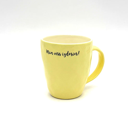 Keramikas krūze 350ml, gaiši dzeltena, “Man viss izdosies!”