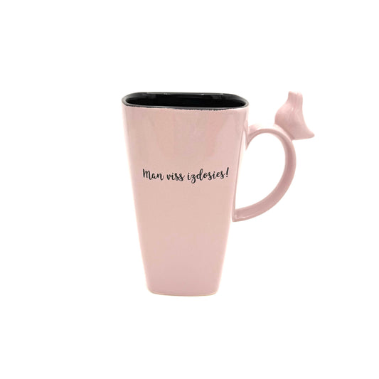 Keramikas krūze “Man viss izdosies!”, gaiši rozā