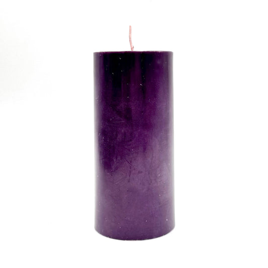 Stearin lace candle, ⌀ 7x10 cm, pigeon blue