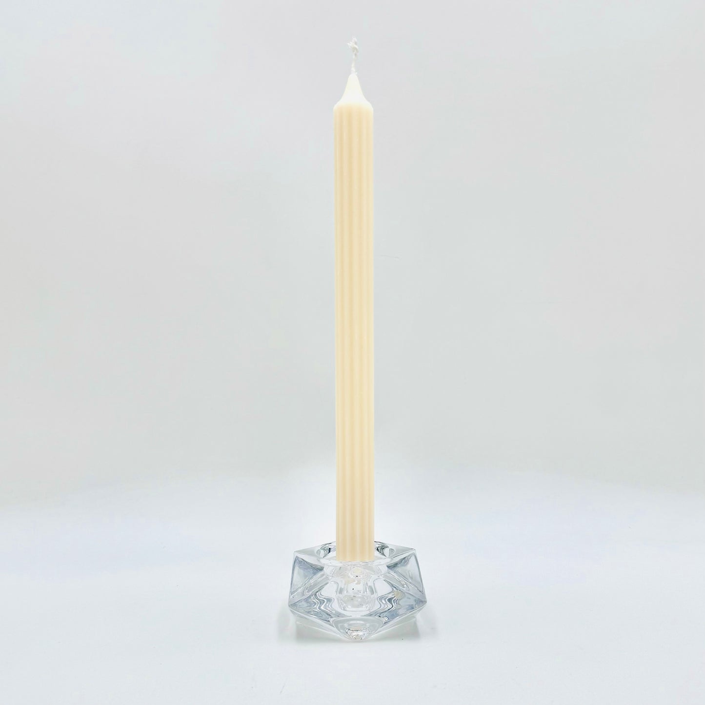 Galda svece ⌀ 2x28 cm, ivory (bēša), rievota