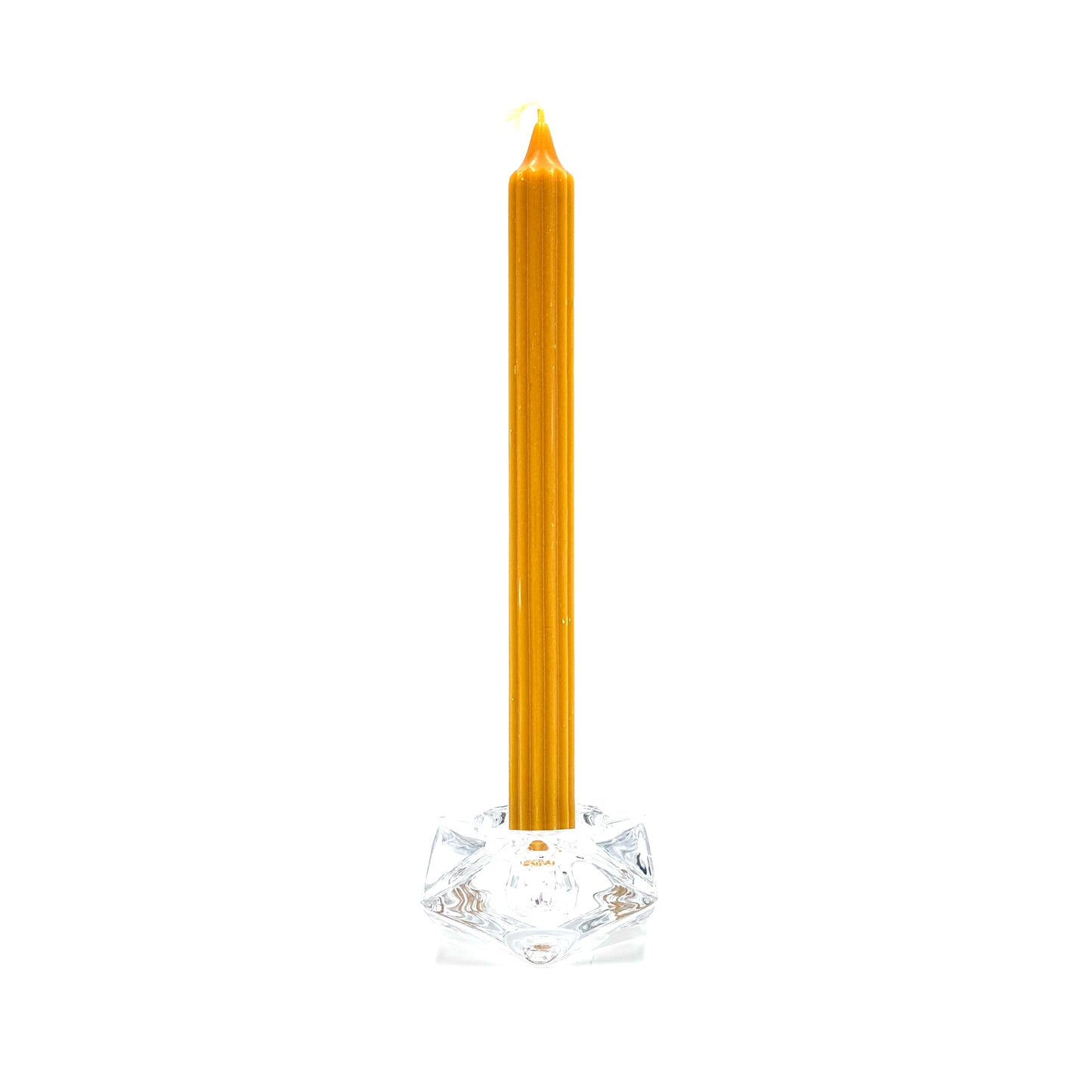 Galda svece ⌀ 2x24 cm, sinepju dzeltena, rievota