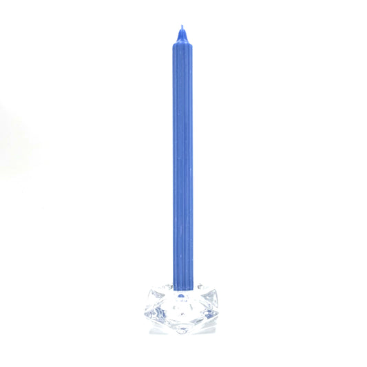 Galda svece ⌀ 2x28 cm, zila, rievota