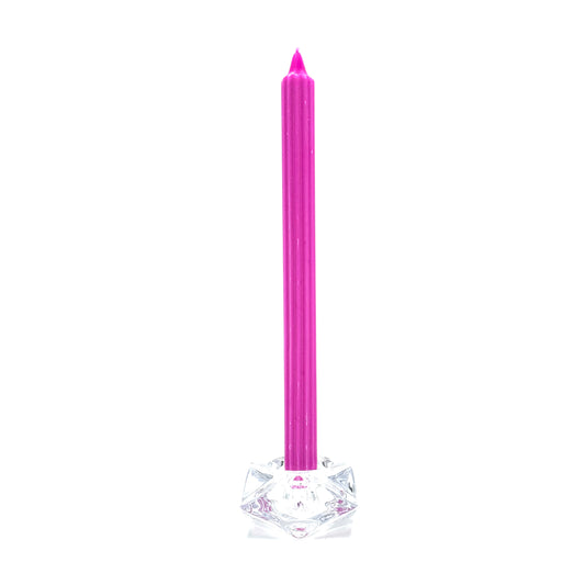 Galda svece ⌀ 2x28 cm, fuksiju rozā, rievota