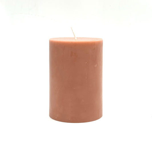 Stearin lace candle, ⌀ 7x10 cm, old pink