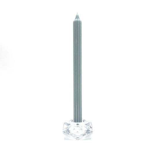 Galda svece ⌀ 2x28cm, pelēkzaļa, rievota