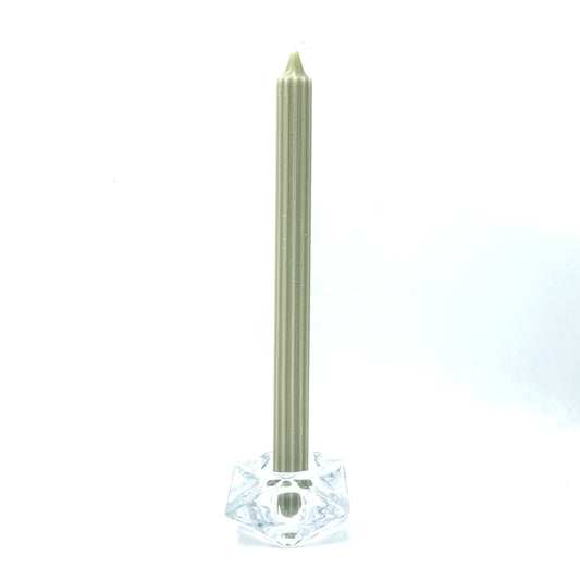 Galda svece ⌀ 2x24 cm, dūmakaini zaļa, rievota