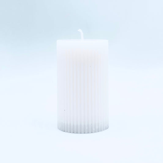 Design candle "Royal", ribbed, white, 6x10cm