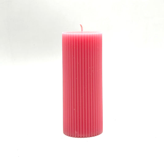 Свеча дизайнерская "Королевская", 6х15 см, ребристая, розовая