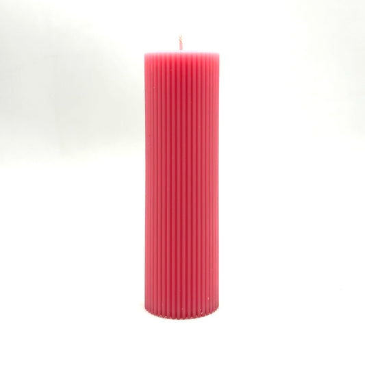 Свеча дизайнерская "Королевская", 6х20 см, ребристая, розовая
