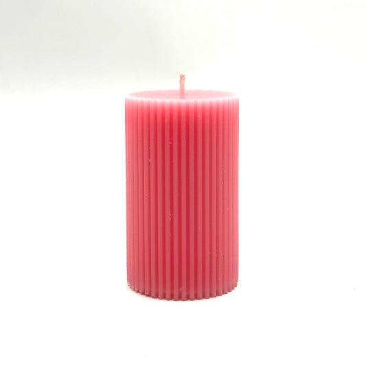 Design candle "Royal", 6x10 cm, ribbed, pink