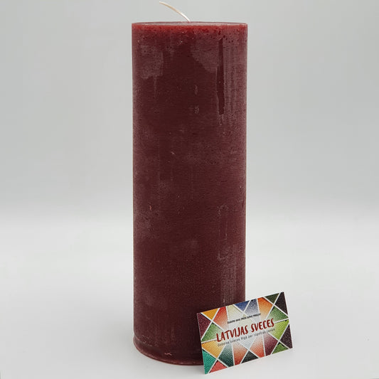 Candle cylinder ⌀ 10x30 cm with one wick, burgundy