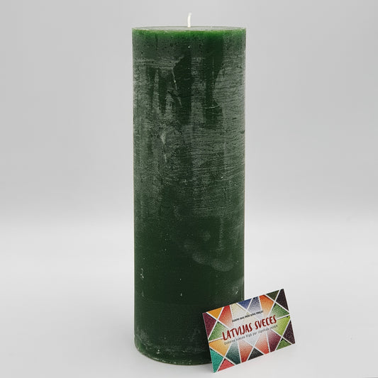 Svece cilindrs ⌀ 10x30 cm ar vienu dakti, tumši zaļa