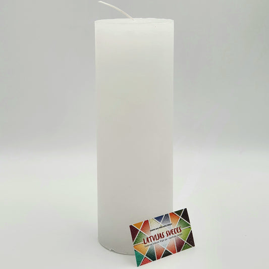 Svece cilindrs ⌀ 10x30 cm ar vienu dakti, baltaj