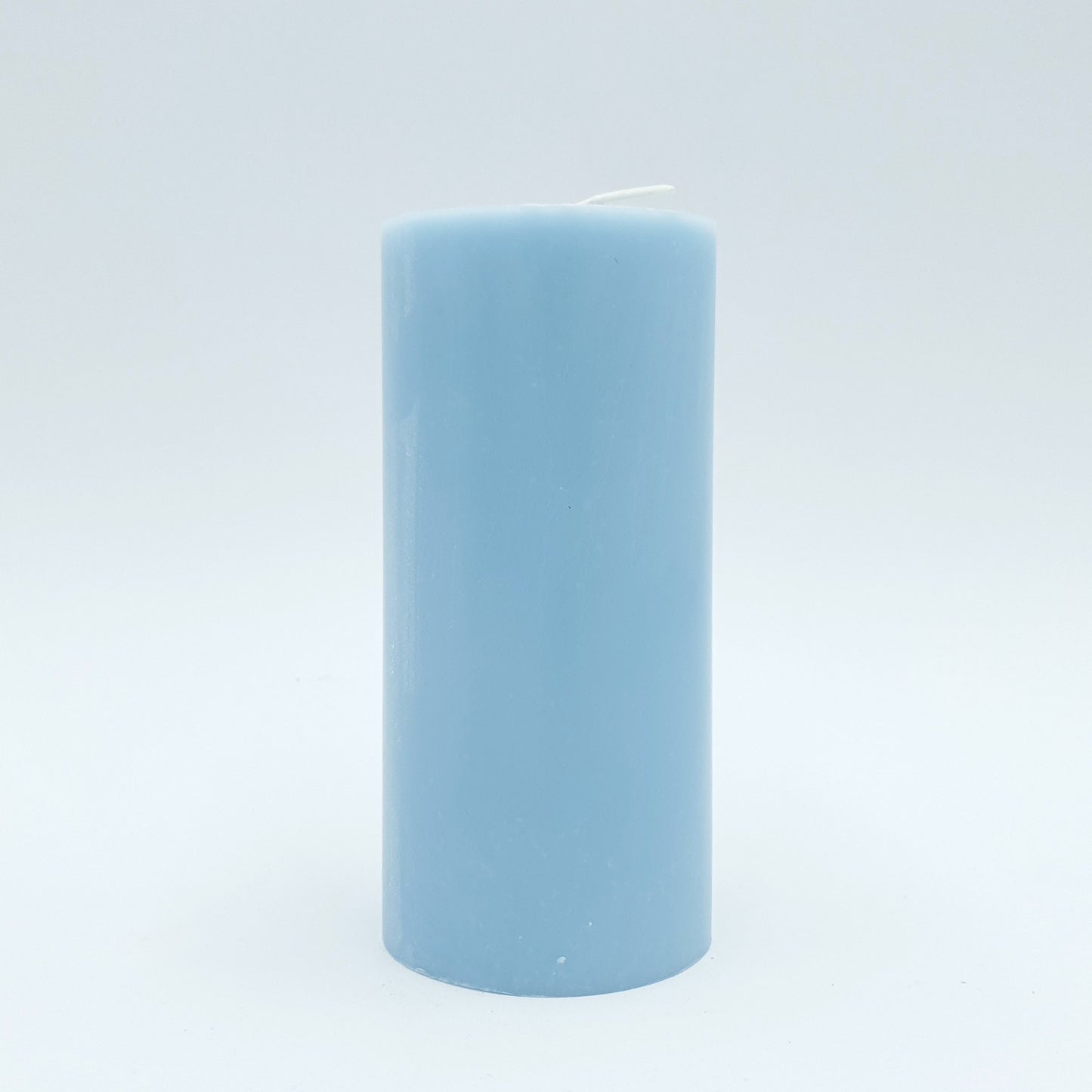 Stearin lace candle, ⌀ 7x15 cm, light blue