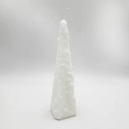 White design candle with texture "Snow"