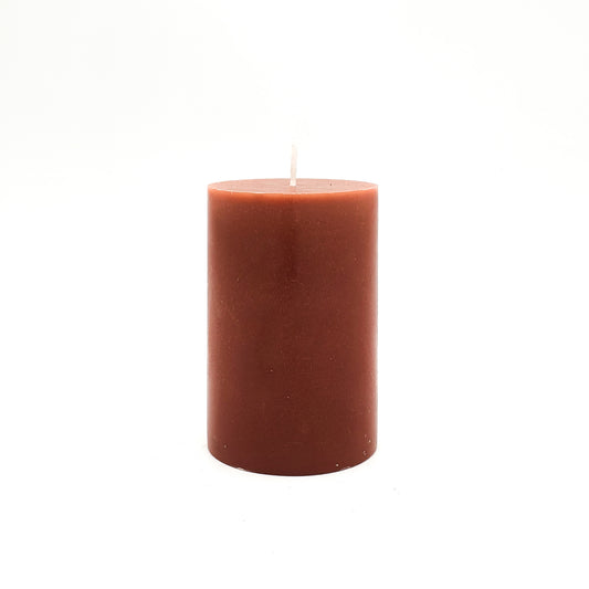 Stearin lace candle, ⌀ 7x10 cm, reddish-brown