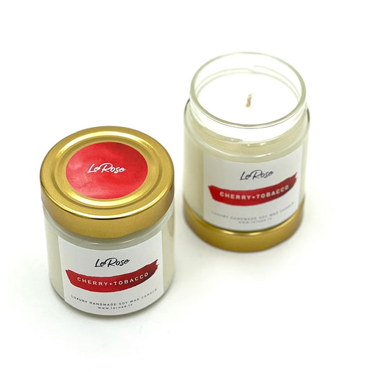 Soy wax candle "LeRose Cherry+Tobacco", 40h