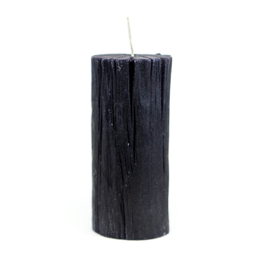 Black candle with charcoal texture, ⌀7x15 cm