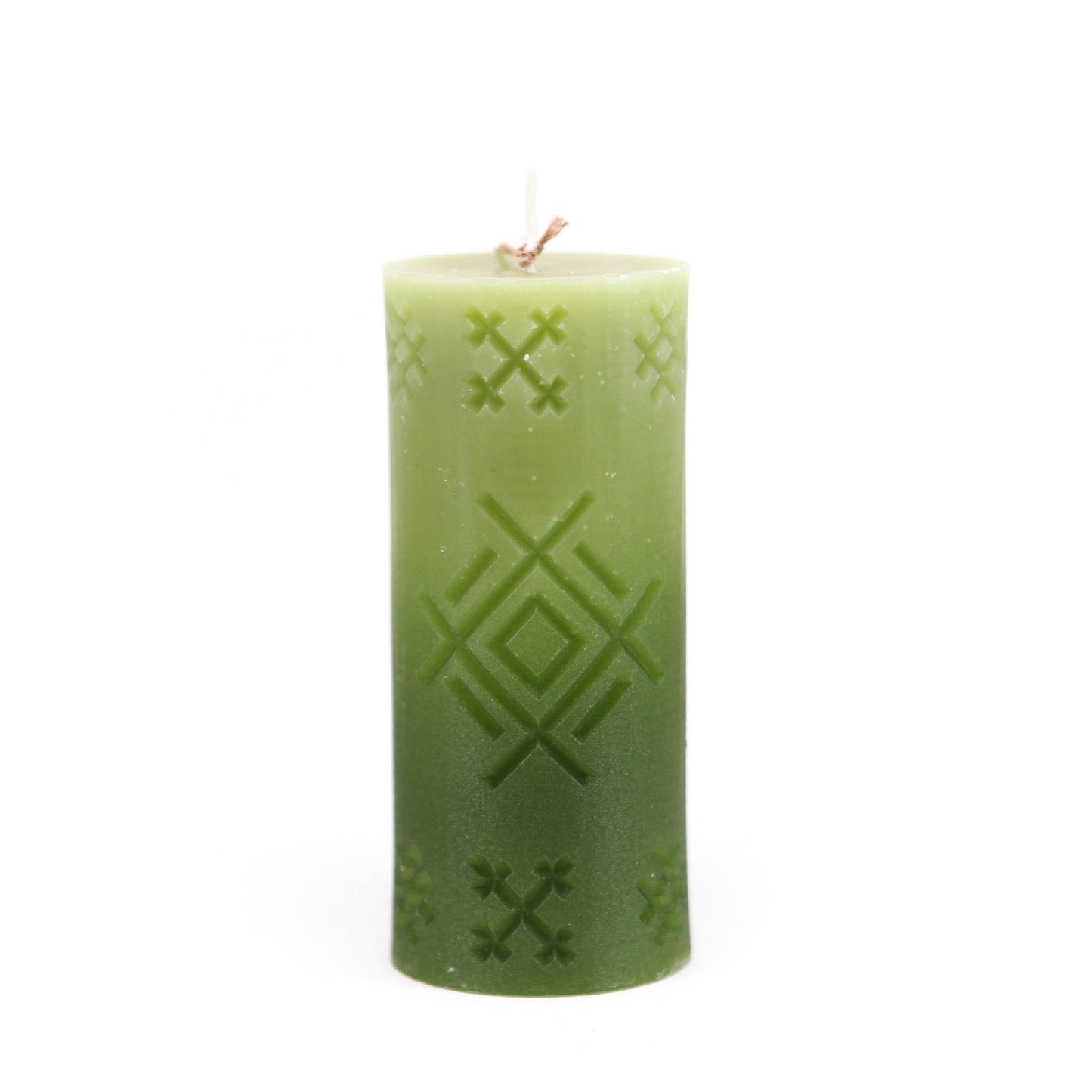 Candle with Latvian rune "Well", green