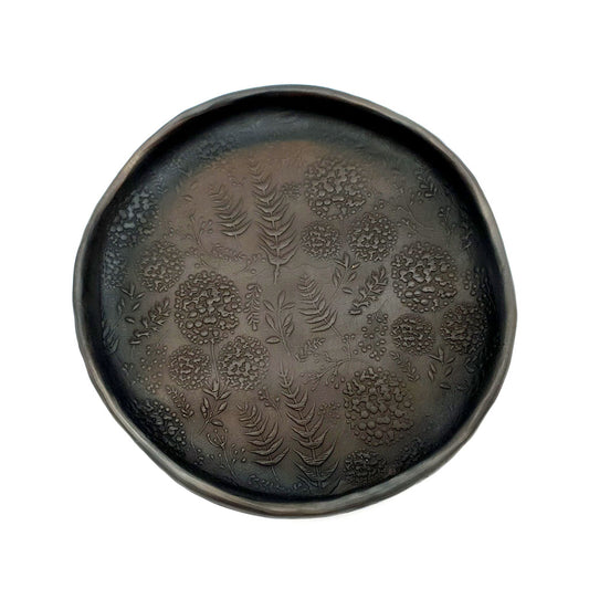 Подсвечник, черная керамика с цветочным узором, ⌀ 16 см