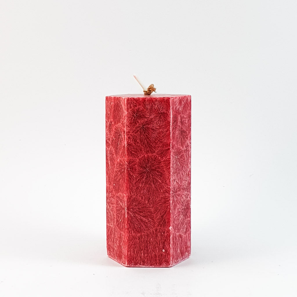Kristālstearīna mežģīņsvece ⌀ 5x10 cm, sarkana