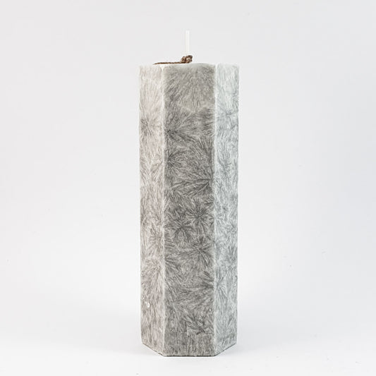 Stearin lace candle ⌀ 5x15 cm, grey