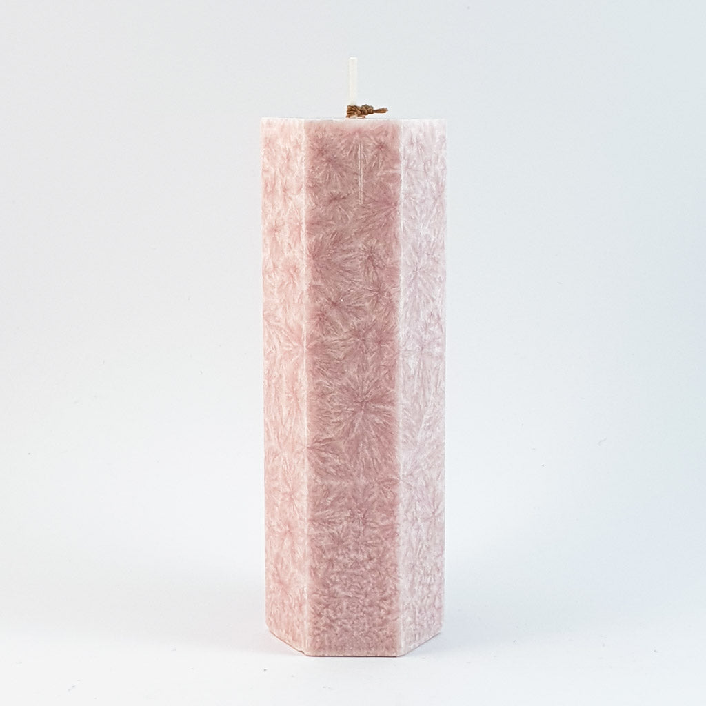 Stearin lace candle ⌀ 5x15 cm, light pink