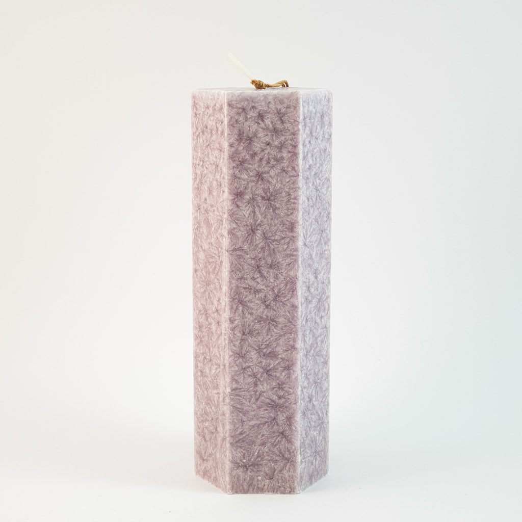 Stearin lace candle ⌀ 5x15 cm, light purple