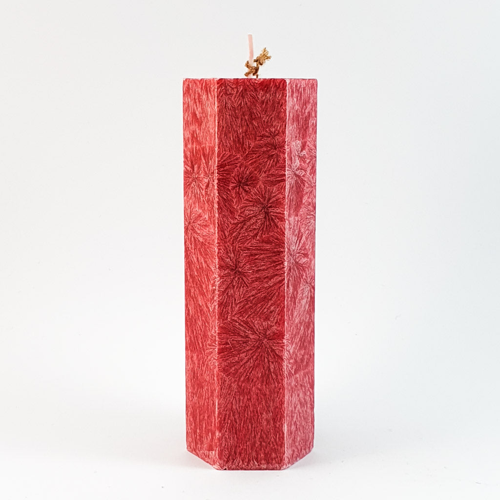 Kristālstearīna mežģīņsvece ⌀ 5x15 cm, sarkana