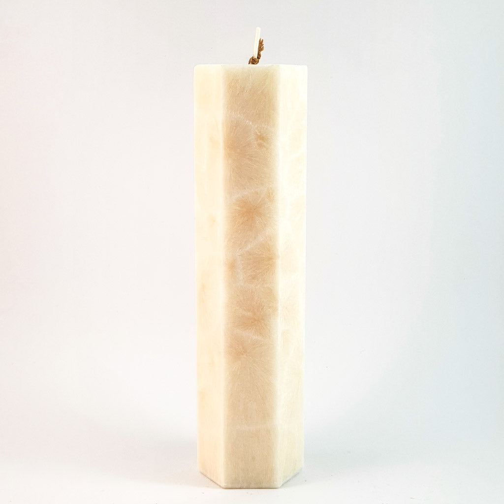 Lace stearin candle ⌀ 5x25 cm, beige