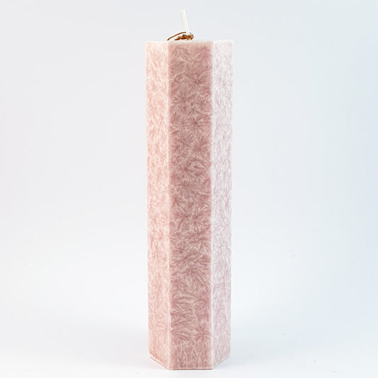 Kristālstearīna mežģīņsvece ⌀ 5x20 cm, gaiši rozā